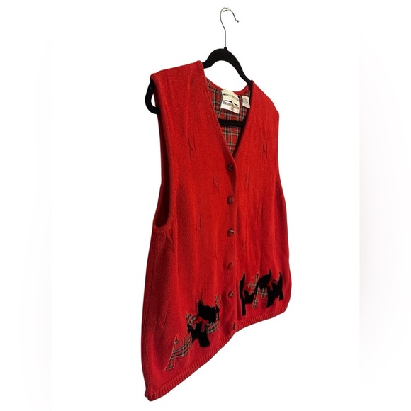 Vintage Scottie Dog Red Sweater Vest Marisa Christina Christmas Collection SZ L - Picture 2 of 6